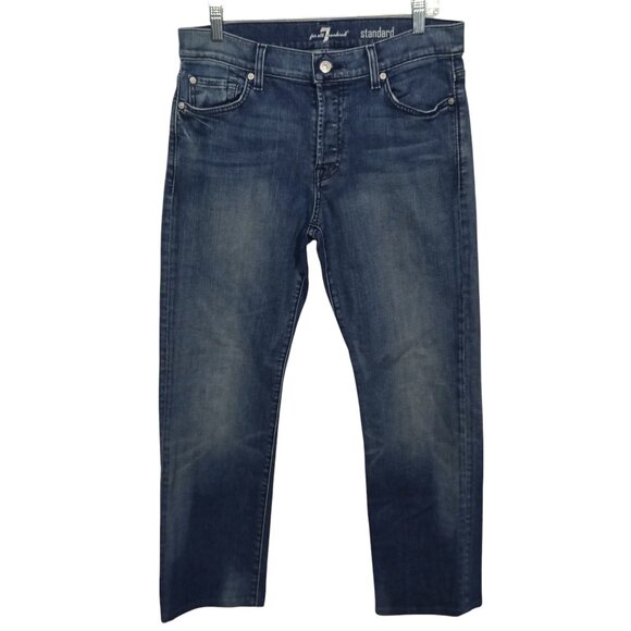 7 for All Mankind Mens Straight Leg Jeans Size 31 Cotton Blue Button Fly 31x28